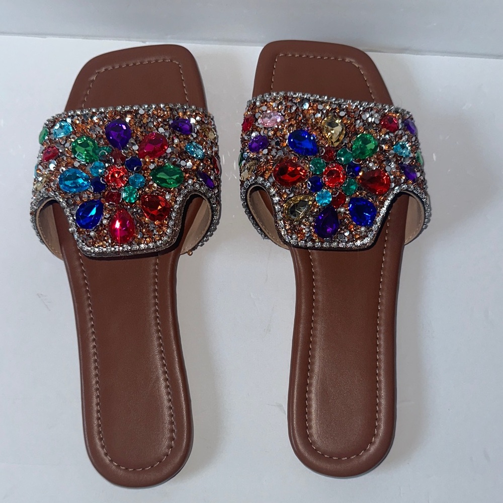 Embellished Brown Sandals
